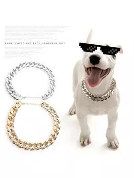 Ошейник для собак, ожерелье для маленькой собаки, цепочка для закуски, плюшевый французский бульдог, серебряные/золотые аксессуары для домашних животных, аксессуары для собак