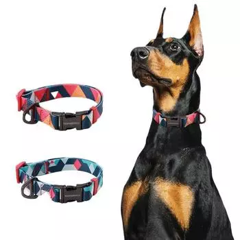 Ошейник для собак, регулируемый, мягкий, нейлоновый, прочный, с металлической пряжкой, для маленьких, средних, больших собак, гуляющих на открытом воздухе S синий