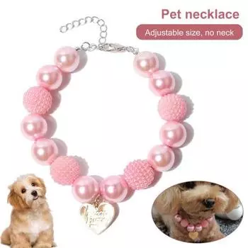 Ошейник для собак с подвеской в форме сердца, ювелирные изделия для домашних животных, модное ожерелье из смолы для собак, ожерелье из искусственного жемчуга, петля