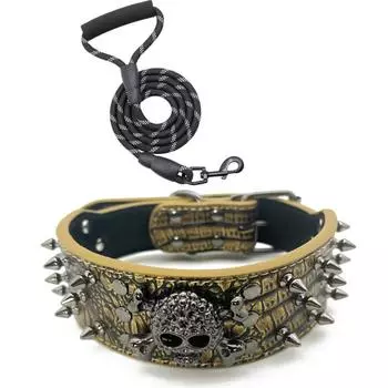 Ошейник для собак с шипами и шипами, ожерелье для домашних животных с тяговой веревкой для маленьких средних собак, бульдогов, регулируемый ошейник против укусов S