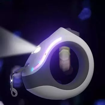 Ошейник для собак, светодиодный выдвижной поводок для собак с лентой 3 м — модернизированный автоматический гибкий поводок для собак, щенков, кошек, ночная безопасность белый