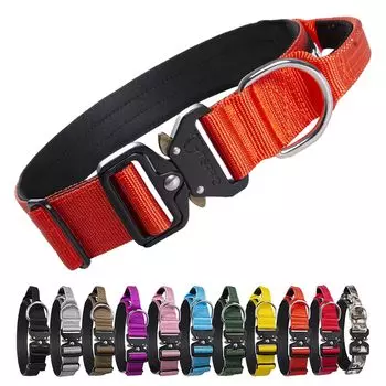 Ошейник для собак TSPRO Premium с ручкой, регулируемый ошейник для собак, быстросъемный ошейник с фурнитурой, толстый ошейник для собак средних и крупных размеров (Оранжевый L) оранжевый