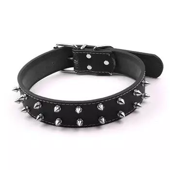 Ошейник для собак в стиле панк с шипами из искусственной кожи, регулируемый ошейник для собак с шипами, заклепочный ошейник для домашних животных чёрный