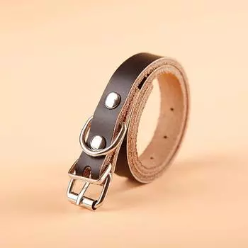 Ошейник для собаки из натуральной кожи, для собак среднего размера, маленького размера, для щенков, кошек, ошейник для собаки, ошейник, товары для питомцев, шлейка для собаки M-Medium Black