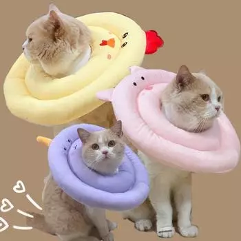 Ошейник для восстановления домашних животных, супер мягкий, регулируемый, дышащий, водонепроницаемый, не выцветает, предотвращает укусы, милая мультяшная собака