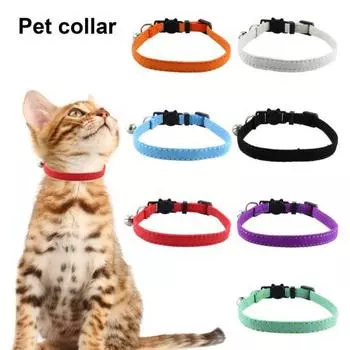 Ошейник из пряжи для домашних животных с колокольчиком-макароном, однотонный износостойкий ошейник с бантиком для кошек, регулируемая шейная цепочка для маленьких и средних собак, кошек белый