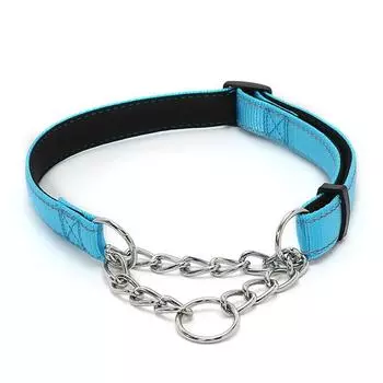 Ошейник-мартингейл из нержавеющей стали, регулируемая цепь для собак, светоотражающие ошейники из нейлоновой ткани для маленьких, средних и больших собак S 2.5x40cm