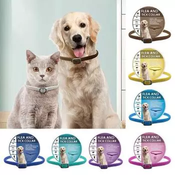 Ошейник от блох для домашних животных Регулируемый ошейник от блох и клещей для кошек и собак, долгосрочная защита 8 месяцев, натуральный ошейник от клещей для домашних животных Dog серый