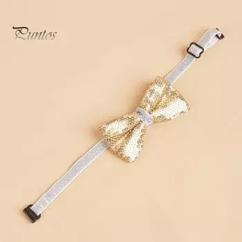 Ошейник с бантом и блестками для домашних животных, регулируемый легкий, милый, милый, ожерелье с кошкой, маленькой и средней собакой, щенком, товары для домашних животных серебряный