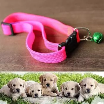 Ошейник с быстросъемной застежкой случайного конфетного цвета для домашних животных собак и кошек, нейлоновый с колокольчиком, регулируемый поводок-аксессуар, 1 шт.