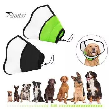 Ошейник с конусом для собак, регулируемая лента-застежка, восстановление после операции, мягкий ошейник с конусом для собак с прозрачной крышкой для сращивания S чёрный