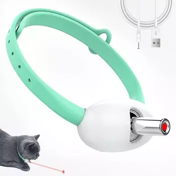 Ошейник с лазерной указкой для кошек, носимый автоматический лазерный ошейник для кошек, игрушка, электрический умный забавный ошейник для котят, перезаряжаемый через USB