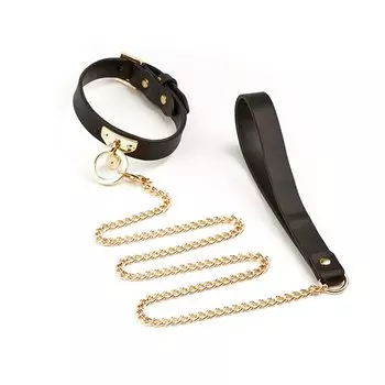 Ошейник Yemax для людей SM с поводком SM Goods Human Collar Adjustable Cute с металлической буксировочной цепью SM Cosplay Restraint Adult Goods Black