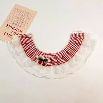 Ошейники 1 шт. Поводки Нагрудник Слюнявчик Полотенце Ошейник для кошек Товары для животных Товары для кошек Товары для собак Цветочный галстук-бабочка Кружевной ошейник Украшения для животных S красный