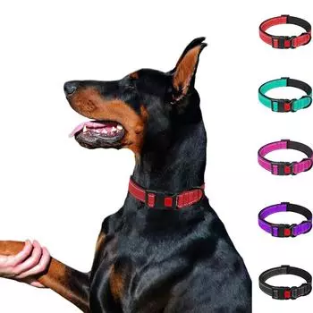Ошейники для щенков домашних животных XS SML Регулируемый мягкий ошейник унисекс для собак Светоотражающий нейлоновый ошейник XS чёрный