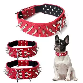 Ошейники для собак с шипами из искусственной кожи с круглыми шипами, аксессуары для собак, регулируемые товары для домашних животных, защита от укусов S