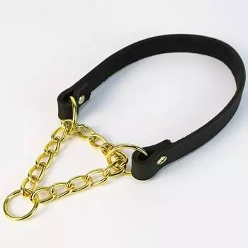 Ошейники-мартингейлы для собак из натуральной кожи, ошейник для дрессировки собак, цепочка из нержавеющей стали, ошейник-подтяжка для маленьких, средних и больших собак S (neck 23-33cm)