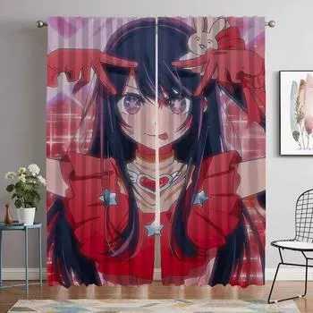 Oshi No Ko Curtains Child Room Living Room Curtain Anti-mosquito Curtains for Camera Partition Halloween Decoration Shades Panel W50xH70cmx2pcs-CL