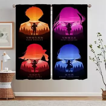 Oshi No Ko Window Sheer Curtains Curtains Offers Kitchen Curtain Tiebacks Curls Partition Cabinets for Living Room Decoration W50xH70cmx2pcs-CL