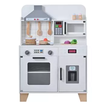 OSJ OSJ стандарты закона о санитарии пищевых продуктов игровой домик кухня деревянная обучающая игрушка кухонные игрушки со светом и звуками льдогенератор кухонные принадлежности белый