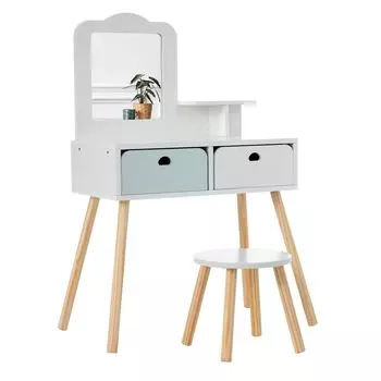 OSJ Play Dresser Dresser Wooden Vanity Dresser Drawer Drawer Доступно Стильное Хранение Косметики Подарок На День Рождения Развивающая Игрушка Игрушка Дети Девочки Дети