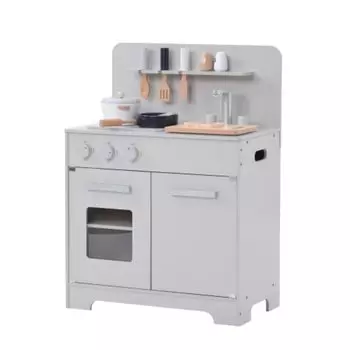 OSJ Play House Cooking Play Set Декоративный Мини Обучающий Рождественский День Рождения для Детей Кухня, Деревянный, Посуда, В комплекте, Полка, Кухня, серый