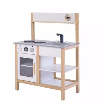 OSJ Play House Kitchen Деревянная кухня с кухонными принадлежностями Ингредиенты Плита Мини-кухня Игрушечная кухня День рождения Приправа Ингредиенты Обучающая игрушка темно-серого