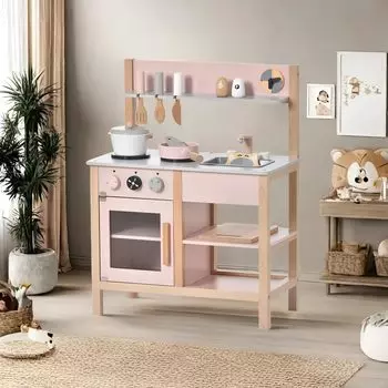 OSJ Play Play House Мини деревянная кухонная утварь Обучающая плита Мини детская кухня Праздничный домик, Детская кухня, Игрушки, Набор, Кухня, Кухня, розовый