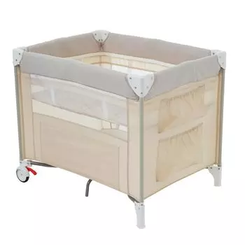 OSJ складной детский манеж-круг для сна с сумкой для переноски и матрасом в подарок на день рождения [бежевый]
