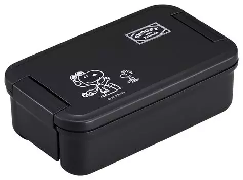 OSK Bento Box Snoopy Black Lunch Box 500ml Made in Japan with Dividers Microwave Dishwasher Safe Integrated Gasket Easy to Wash Stain Resistant