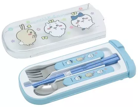OSK Bento Chopsticks Столовые приборы Chikawa Pull Lid Trio Сделано в Японии Антибактериальное покрытие Синий xx Высота см CT-20 8,4 19,7 1,9
