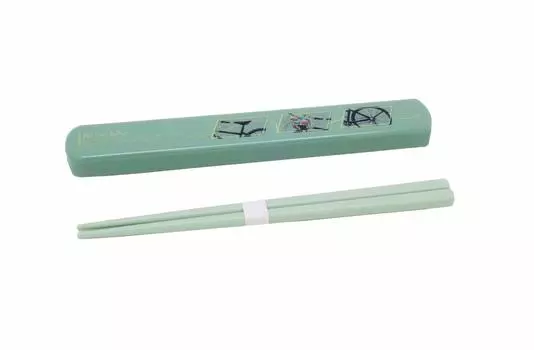 OSK Bento Lunch Pull Lid Chopstick Box Retro Clicking Made in Dishwasher Box, Box, Set, Bike, 19.5cm [Sliding Type/No Sound/Silver Ion] Japan, Safe,