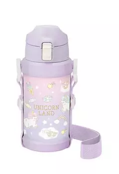 OSK Бутылка для воды для детей 600 мл Unicorn Purple с плечевым ремнем Бутылка для непосредственного питья SBR-600D
