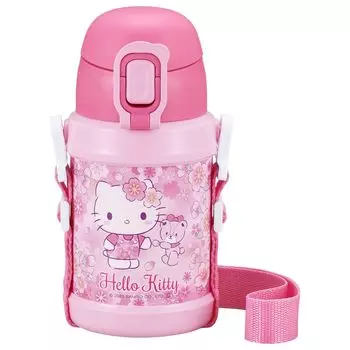 OSK Hello Kitty Sakura Stainless Steel Bottle with Straw Pink Shoulder Belt Included [SBR-450S] розовый