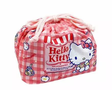 OSK Lunch Box Drawstring Lunch Bag Hello Kitty Apple Made in Japan [Approx. 27x16cm/Bottom 16x12cm] KB-1