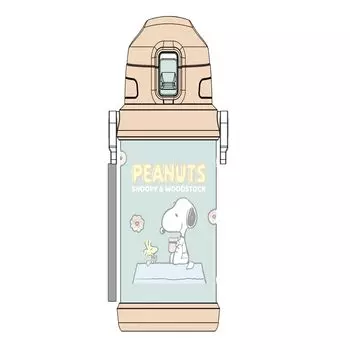 Бутылка для воды OSK Snoopy Прямая бутылка из нержавеющей стали 600 мл Поставляется со специальным плечевым ремнем Поставляется в косметической коробке Функция блокировки открывания Широкое горлышко зелёный
