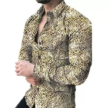 Ослепительная мужская повседневная модная эластичная праздничная рубашка контрастного цвета с длинным рукавом S чёрный