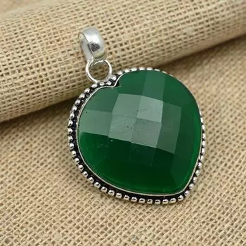 Ослепительно зеленый оникс драгоценный камень стерлингового серебра 925 пробы ювелирные изделия ручной работы уникальный кулон для нее 1.88 Inches зелёный