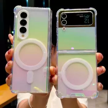 Ослепительное магнитное притяжение подходит для чехла для складного телефона Samsung Zfold6 с лазерным покрытием S24Ultra противоударный 23 защитный чехол Samsung S24