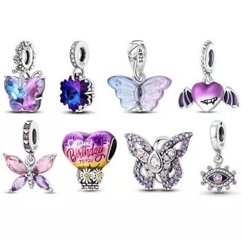 Ослепительные бусины CZ, коллекция стерлингового серебра 925 пробы, сердце любви, воздушные шары, подвески, подходят для браслетов, браслетов, ювелирных изделий своими руками белый