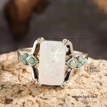 Ослепительные квадратные кольца, инкрустированные цветными камнями, серебряные металлические обручальные кольца для вечеринок для женщин 5