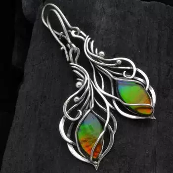 Ослепительные овальные серьги-крестики Модные серьги-подвески цвета меди с зеленым камнем для женщин