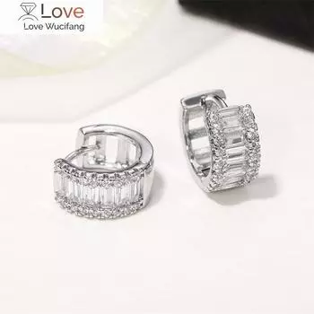 Ослепительные серьги-кольца из циркония, женские модные аксессуары для вечеринок, стильные женские украшения серебряного/золотого цвета для леди