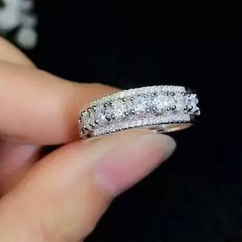 Ослепительные серебряные кольца на палец для женщин AAA, белые циркониевые модные обручальные кольца, тенденции ювелирных украшений вечности 10