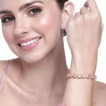 Ослепительный браслет Estele из розового золота с CZ и мятно-оранжевыми камнями для женщин