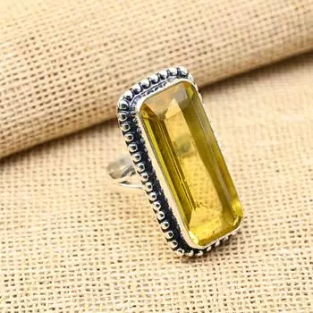 Ослепительный цитрин, драгоценный камень, ювелирные изделия ручной работы из стерлингового серебра 925 пробы, элегантное кольцо, подарок для нее 4 жёлтый