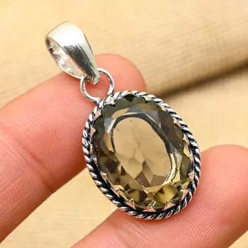 Ослепительный дымчатый топаз, драгоценный камень, подвеска из стерлингового серебра 925 пробы ручной работы для женщин