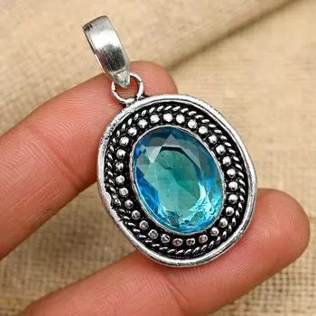 Ослепительный голубой топаз, драгоценный камень, ювелирные изделия ручной работы из стерлингового серебра 925 пробы ко Дню памяти
