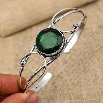 Ослепительный хром-диопсид, драгоценный камень ручной работы, ювелирные изделия из стерлингового серебра 925 пробы, регулируемые манжеты для нее