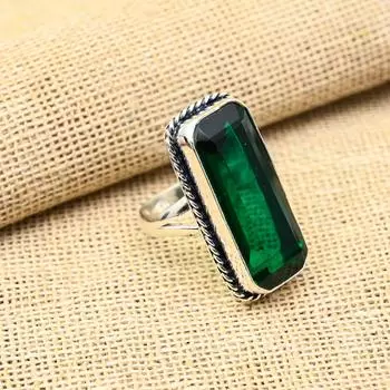 Ослепительный хром-диопсид, драгоценный камень ручной работы, ювелирные изделия из стерлингового серебра 925 пробы, прекрасное кольцо для нее 4 зелёный